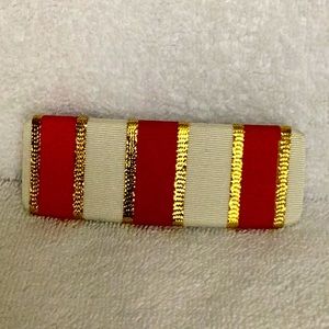 Vintage Hair Clip in Red , White and Gold  stripes